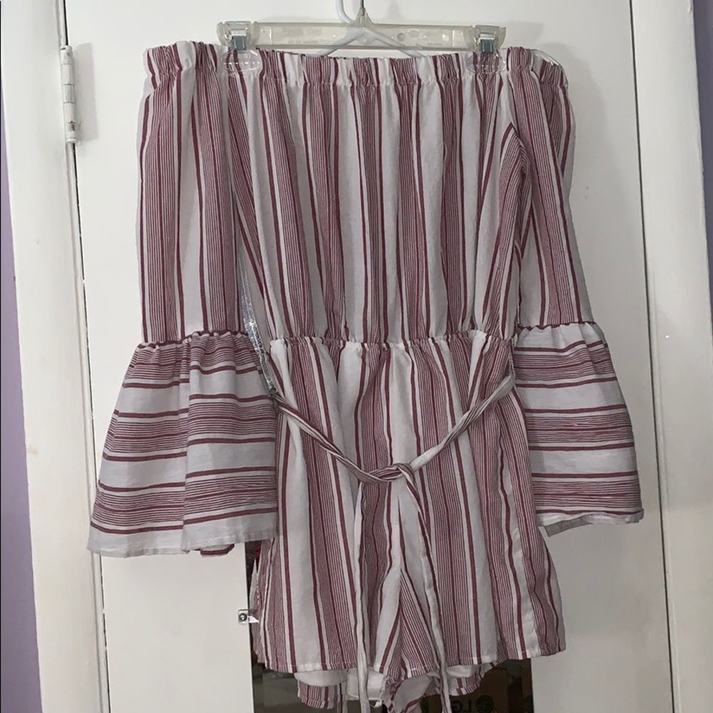 ✨Charlotte Russe off shoulder Bell Sleeve romper✨